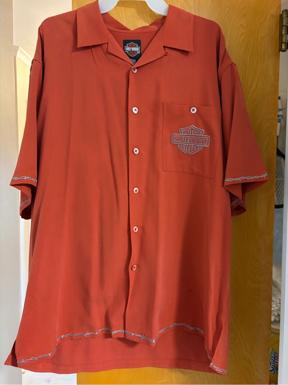 Harley-Davidson Men's Brick Red Short-Sleeve Button-Up Shirt